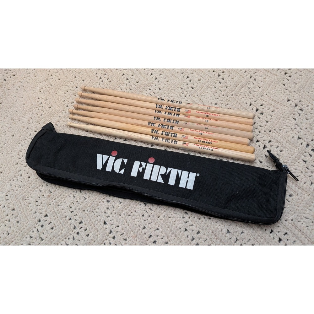 Vic Firth American Classic 5B Barrel Drumsticks Set of 7 with Carrying Case Bag